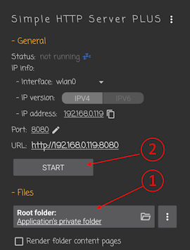 Folder selection and start button