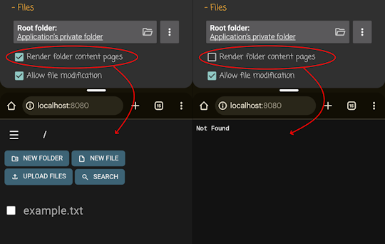 Render folder content pages