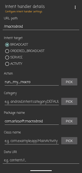 Intent Sending Handlers - Example