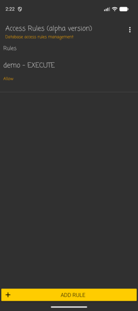 Database access rules list