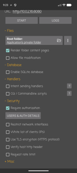 Security section: Require authorization toggle